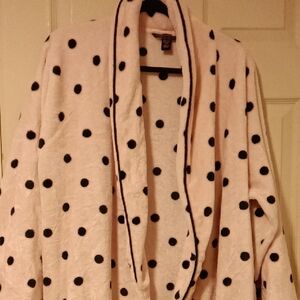 Victoria's Secret Pale Pink Plush Robe with Black Trim